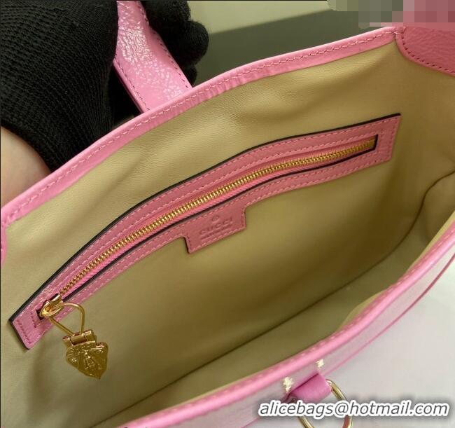 Luxury Discount Gucci Jackie Small Shoulder Bag in Crinkled Patent Leather 782849 Pink 2024