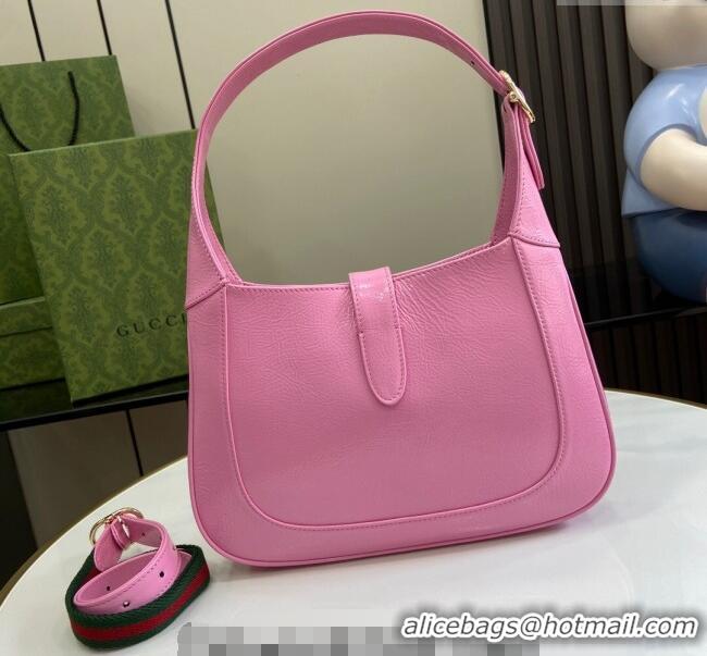 Luxury Discount Gucci Jackie Small Shoulder Bag in Crinkled Patent Leather 782849 Pink 2024