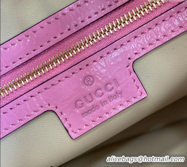 Luxury Discount Gucci Jackie Small Shoulder Bag in Crinkled Patent Leather 782849 Pink 2024