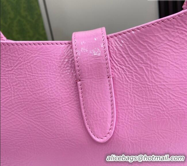 Luxury Discount Gucci Jackie Small Shoulder Bag in Crinkled Patent Leather 782849 Pink 2024