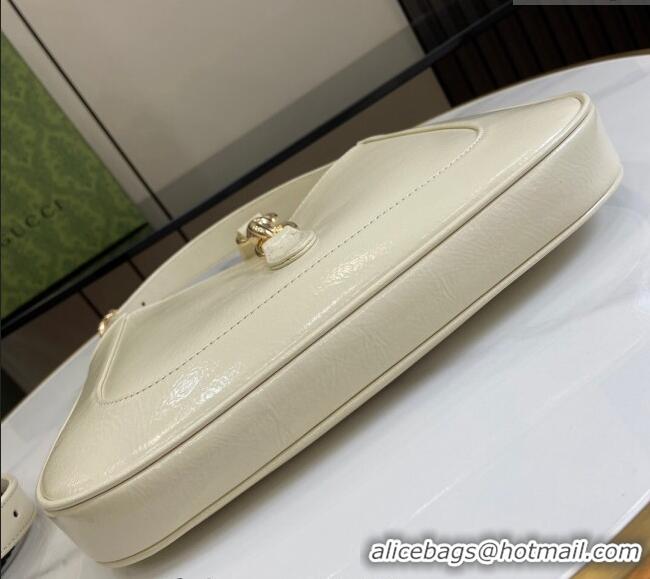 Low Cost Gucci Jackie Small Shoulder Bag in Crinkled Patent Leather 782849 White 2024