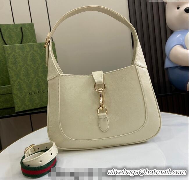 Low Cost Gucci Jackie Small Shoulder Bag in Crinkled Patent Leather 782849 White 2024