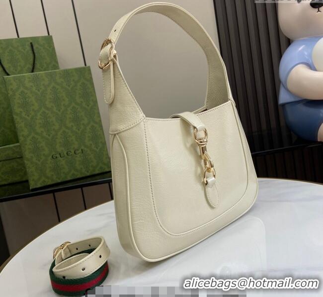 Low Cost Gucci Jackie Small Shoulder Bag in Crinkled Patent Leather 782849 White 2024