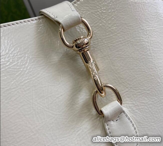Low Cost Gucci Jackie Small Shoulder Bag in Crinkled Patent Leather 782849 White 2024