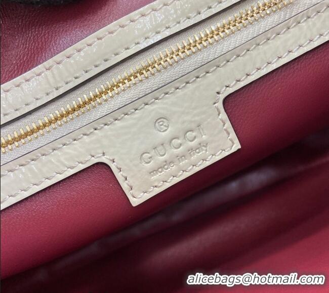 Low Cost Gucci Jackie Small Shoulder Bag in Crinkled Patent Leather 782849 White 2024