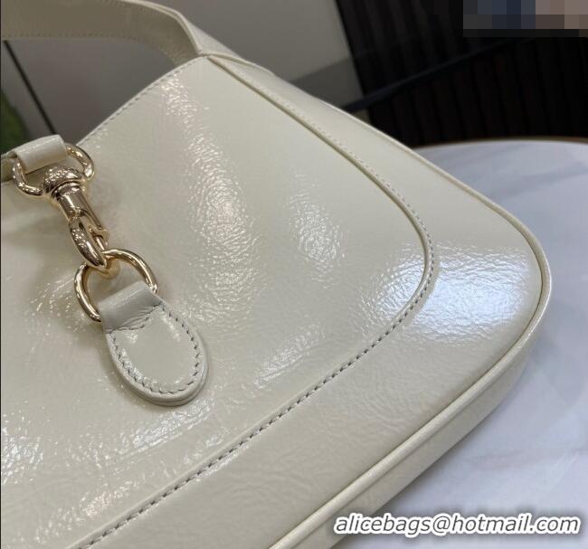 Low Cost Gucci Jackie Small Shoulder Bag in Crinkled Patent Leather 782849 White 2024
