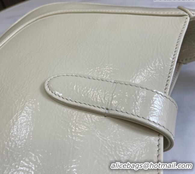 Low Cost Gucci Jackie Small Shoulder Bag in Crinkled Patent Leather 782849 White 2024