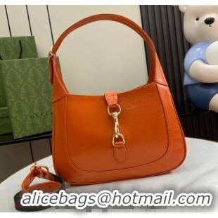 New Cheap Gucci Jackie Small Shoulder Bag in Crinkled Patent Leather 782849 Orange 2024