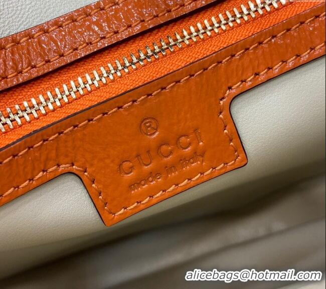 New Cheap Gucci Jackie Small Shoulder Bag in Crinkled Patent Leather 782849 Orange 2024