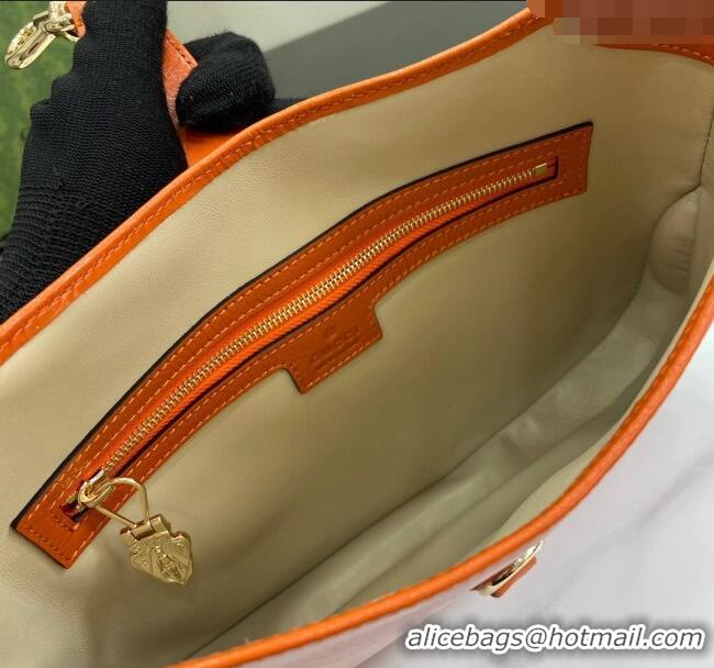 New Cheap Gucci Jackie Small Shoulder Bag in Crinkled Patent Leather 782849 Orange 2024
