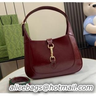Cheap Wholesale Gucci Jackie Small Shoulder Bag in Crinkled Patent Leather 782849 Burgundy 2024