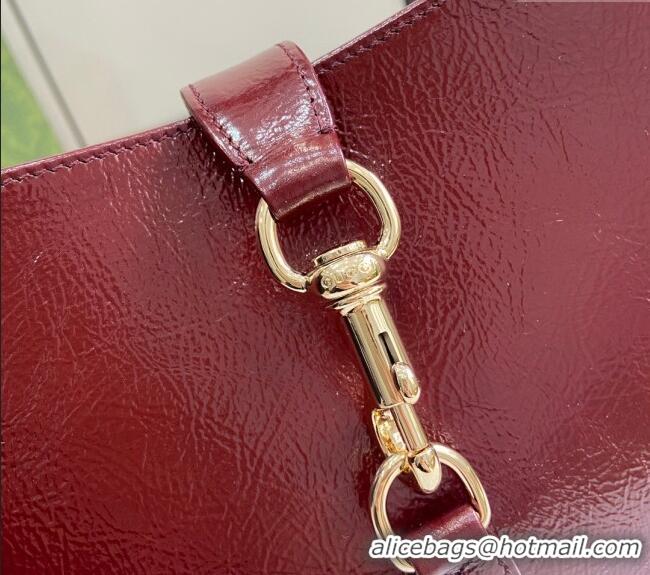 Cheap Wholesale Gucci Jackie Small Shoulder Bag in Crinkled Patent Leather 782849 Burgundy 2024