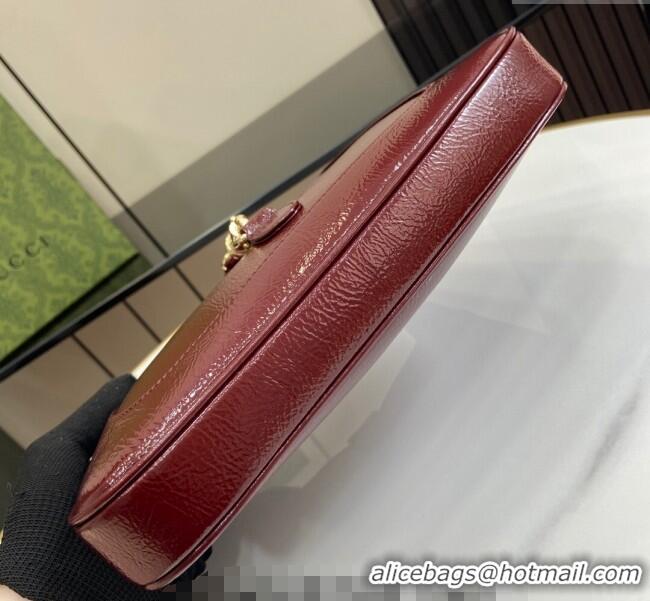 Cheap Wholesale Gucci Jackie Small Shoulder Bag in Crinkled Patent Leather 782849 Burgundy 2024
