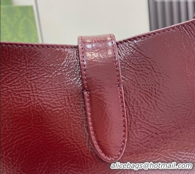 Cheap Wholesale Gucci Jackie Small Shoulder Bag in Crinkled Patent Leather 782849 Burgundy 2024