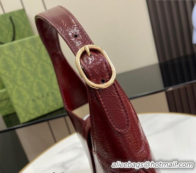 Cheap Wholesale Gucci Jackie Small Shoulder Bag in Crinkled Patent Leather 782849 Burgundy 2024