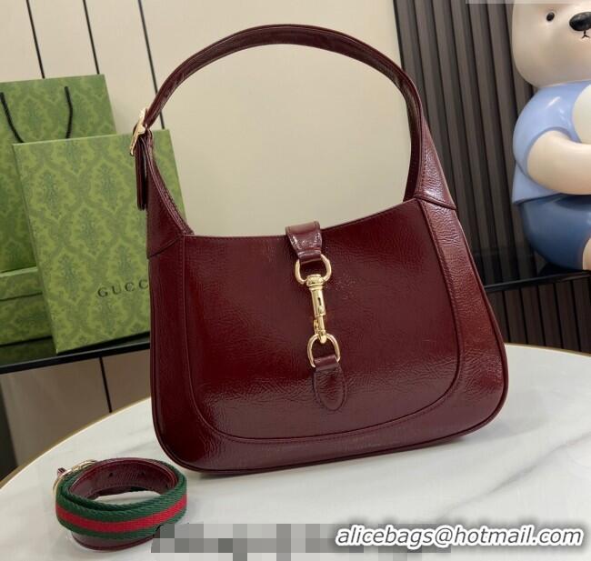 Cheap Wholesale Gucci Jackie Small Shoulder Bag in Crinkled Patent Leather 782849 Burgundy 2024