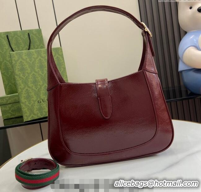 Cheap Wholesale Gucci Jackie Small Shoulder Bag in Crinkled Patent Leather 782849 Burgundy 2024