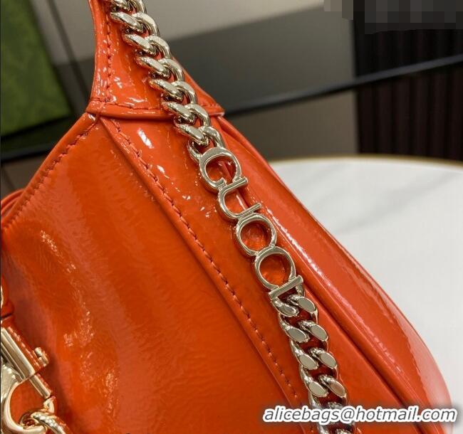 Best Price Gucci Jackie Notte Mini Bag in Crinkled Patent Leather ‎782889 Orange 2024