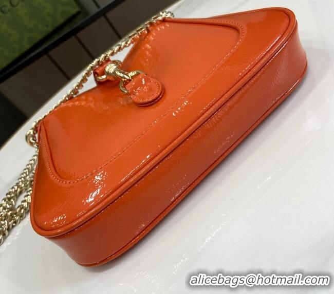 Best Price Gucci Jackie Notte Mini Bag in Crinkled Patent Leather ‎782889 Orange 2024