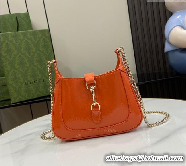 Best Price Gucci Jackie Notte Mini Bag in Crinkled Patent Leather ‎782889 Orange 2024