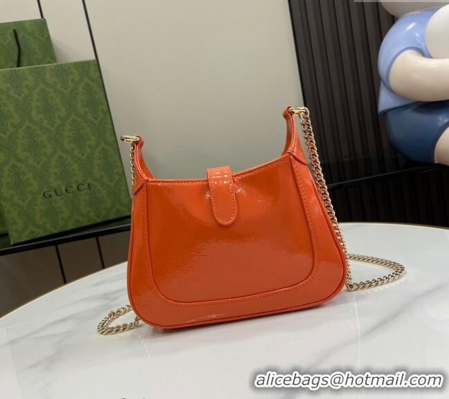 Best Price Gucci Jackie Notte Mini Bag in Crinkled Patent Leather ‎782889 Orange 2024