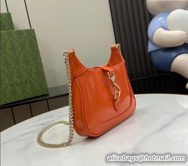 Best Price Gucci Jackie Notte Mini Bag in Crinkled Patent Leather ‎782889 Orange 2024