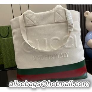 New Fashion Gucci Canvas Tote bag with Embossed Detail 779510 White/Green/Red 2024