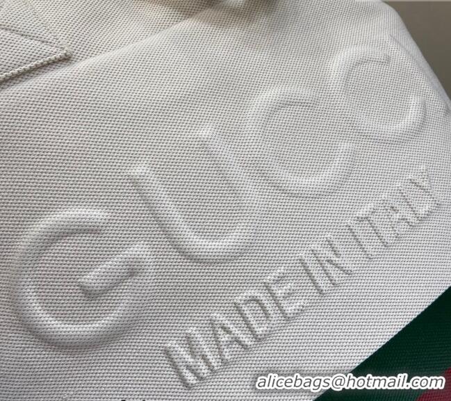 New Fashion Gucci Canvas Tote bag with Embossed Detail 779510 White/Green/Red 2024