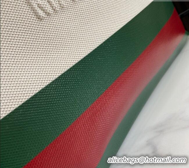 New Fashion Gucci Canvas Tote bag with Embossed Detail 779510 White/Green/Red 2024