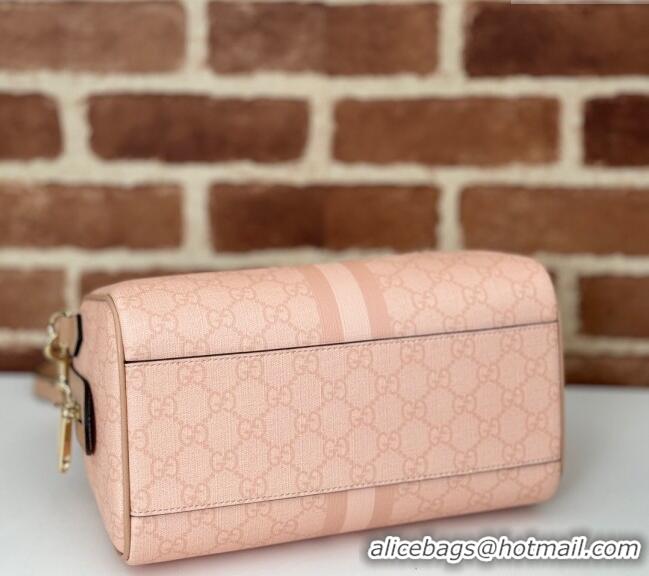 New Product Gucci Ophidia GG Canvas Small Top handle bag 772061 Dusty Pink 2024