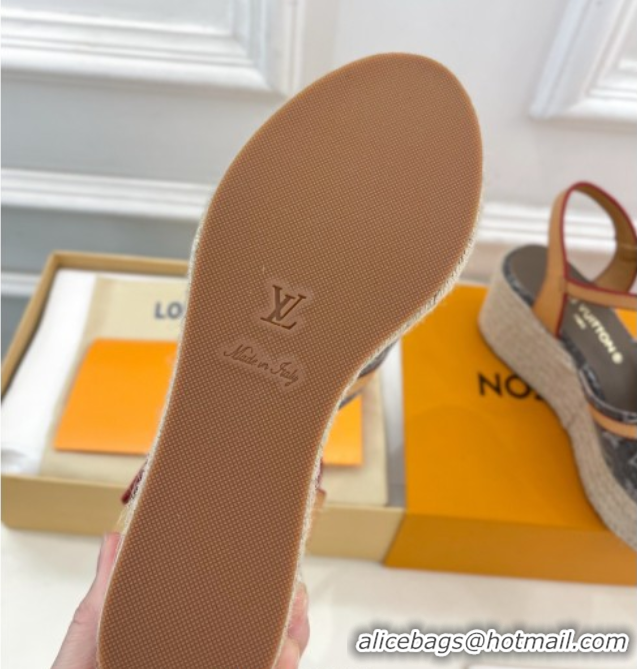 Good Quality Louis Vuitton 6AM Wedge Platform Sandals 8cm in Monogram Denim Grey 0609031
