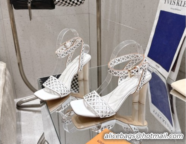 Good Looking Louis Vuitton Silhouette Heel Sandals 8cm in Perforated Calf Leather White 2025 1AGWLJ 0609033
