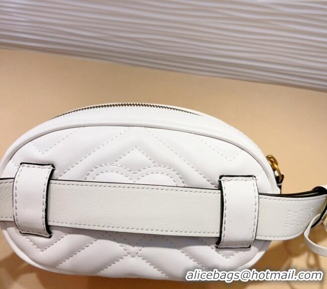 Market Sells Gucci GG Marmont Chevron Leather Pouch Belt with GG Buckle 0708 White 2024