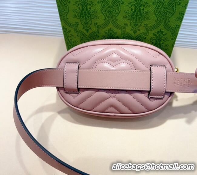 Inexpensive Gucci GG Marmont Chevron Leather Pouch Belt with GG Buckle 0708 Pink 2024