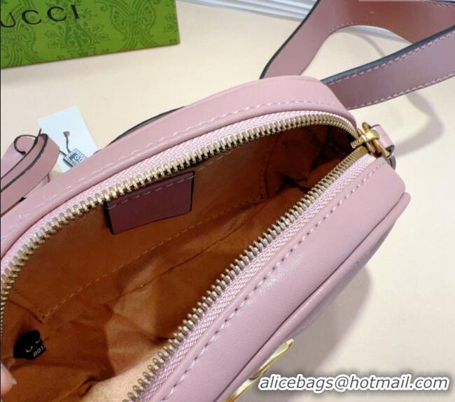 Luxury Discount Gucci GG Marmont Chevron Leather Pouch Belt with Pin Buckle 0708 Pink 2024