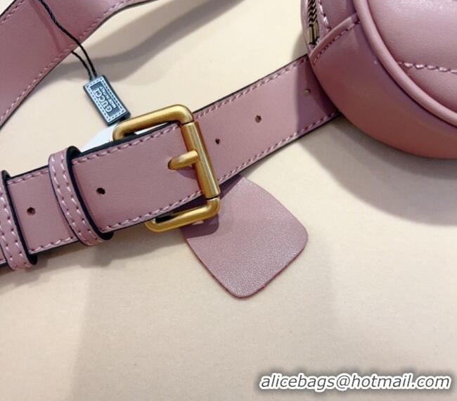 Luxury Discount Gucci GG Marmont Chevron Leather Pouch Belt with Pin Buckle 0708 Pink 2024
