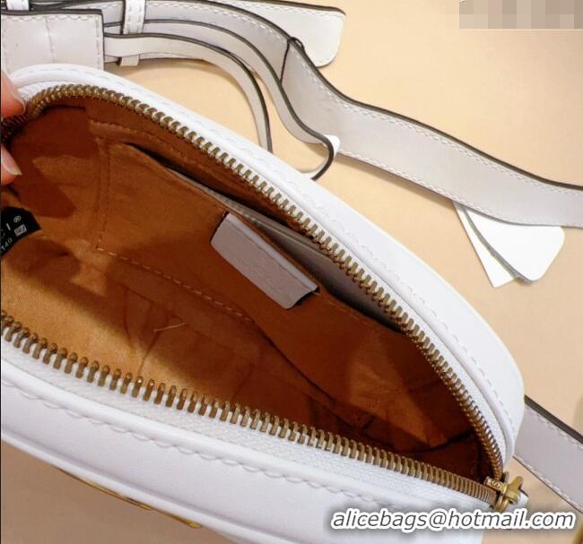 Top Design Gucci GG Marmont Chevron Leather Pouch Belt with Pin Buckle 0708 White 2024