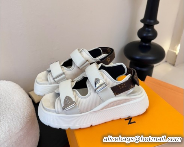 Charming Louis Vuitton Chameleon Comfort Sandals in Calf Leather 1AHNJO White 0609036