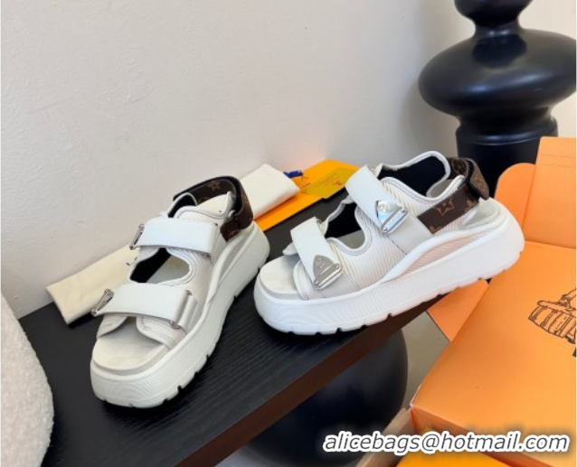 Charming Louis Vuitton Chameleon Comfort Sandals in Calf Leather 1AHNJO White 0609036