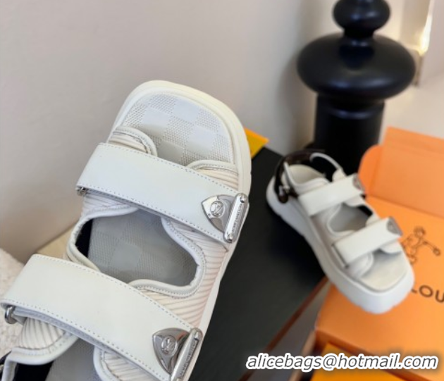 Charming Louis Vuitton Chameleon Comfort Sandals in Calf Leather 1AHNJO White 0609036