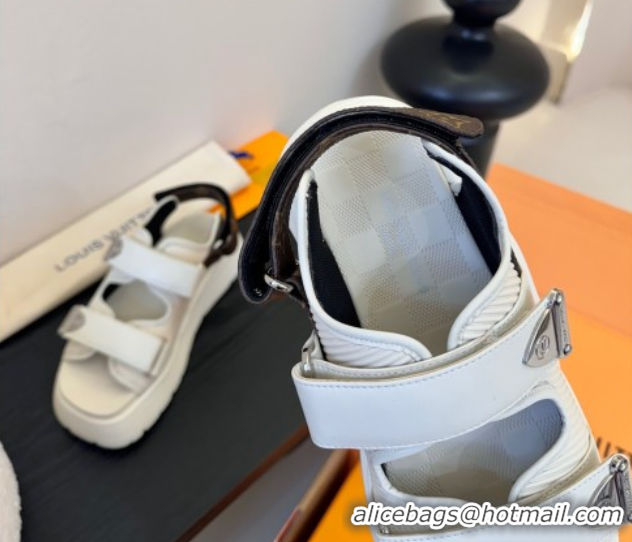 Charming Louis Vuitton Chameleon Comfort Sandals in Calf Leather 1AHNJO White 0609036