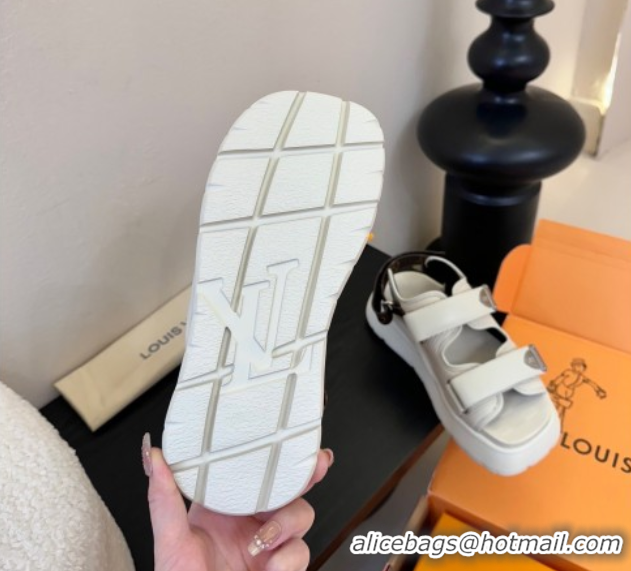 Charming Louis Vuitton Chameleon Comfort Sandals in Calf Leather 1AHNJO White 0609036