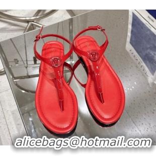 Hot Style Louis Vuitton Sunkiss Flat Thong Sandals Patent Leather Red 0609038