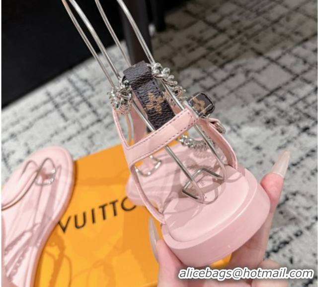 Shop Duplicate Louis Vuitton LV Vibe Flat Thong Sandals in Leather and Chain Pink 0609041