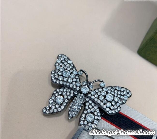 Buy New Cheap Gucci Web Belt with Butterfly Buckle 0708 White 2024