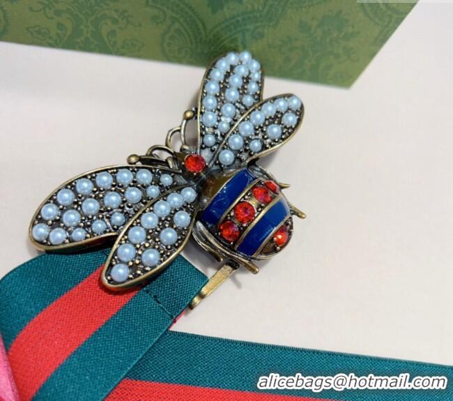 Newly Launched Gucci Web Belt with Bee Buckle 0708 Green/Red 2024