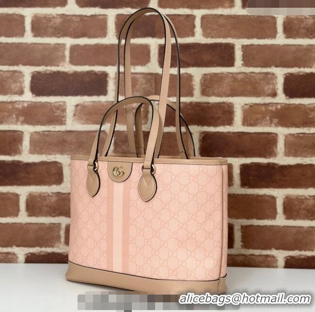 Original Cheap Gucci Ophidia GG Canvas Mini Tote Bag 765043 Dusty Pink 2024