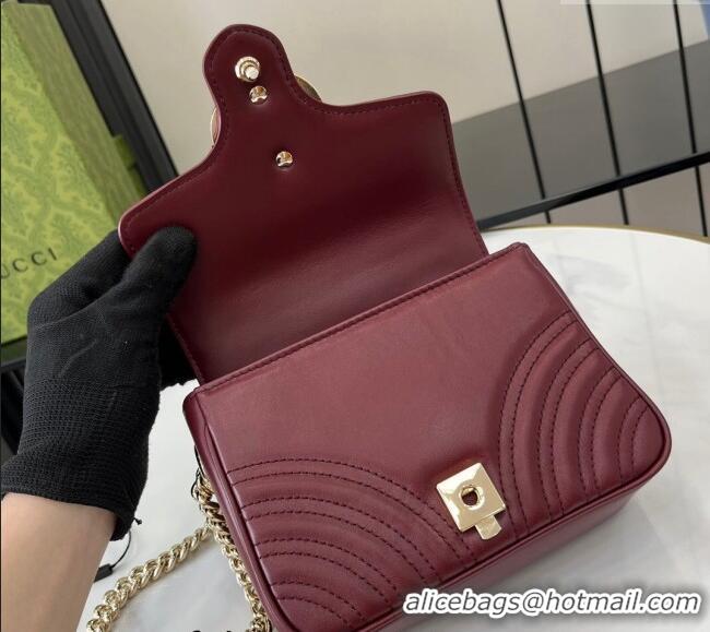 Top Grade Gucci GG Marmont Leather Mini Top Handle Bag 811238 Dark Burgundy 2024