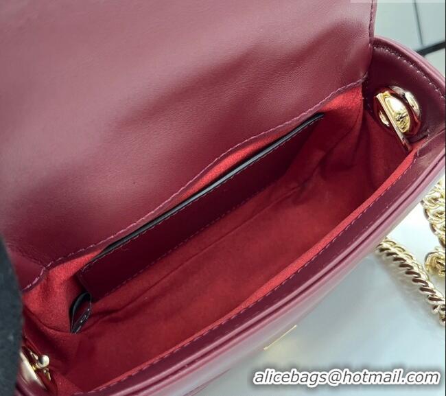 Top Grade Gucci GG Marmont Leather Mini Top Handle Bag 811238 Dark Burgundy 2024