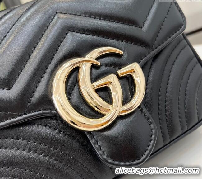 Low Cost Gucci GG Marmont Leather Mini Top Handle Bag 811238 Black 2024
